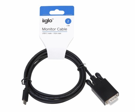 USB C til VGA kabel 2m sort